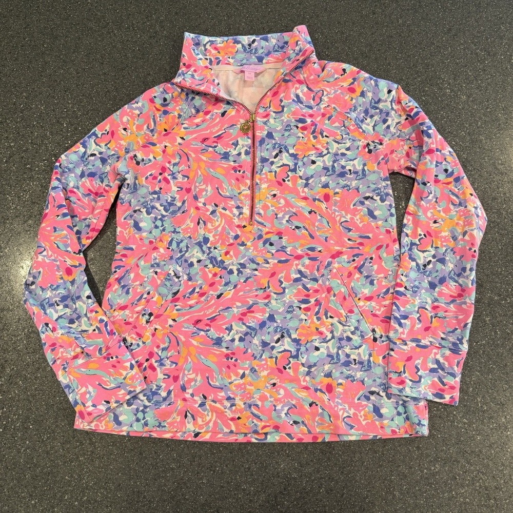 Lilly Pulitzer Coco Coral Crab Pink Popover Sweatshirt Size XS